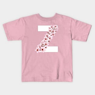 Colorful capital letter Z patterned with sakura twig Kids T-Shirt